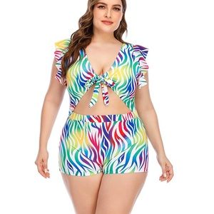 Swimsuit one shorts with front tie